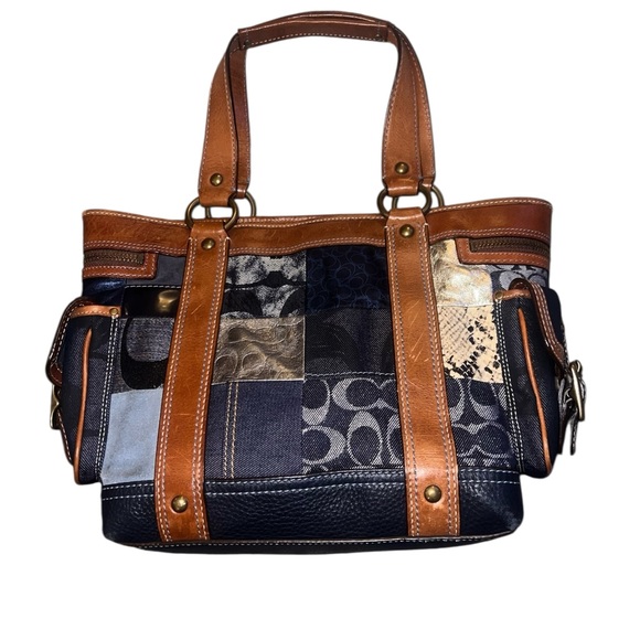 Coach Handbags - RARE!👖Coach Limited Edition Indigo Denim Patchwork Leather Tote Bag Vintage